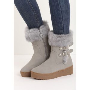 Szare Śniegowce Icicle. Buty zimowe marki Born2be. Za 64,99 zł.