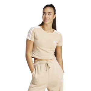 Koszulka damska ADIDAS Gym & Pilates crop slim. Białe bluzki ADIDAS, s, bez wzorów, z bawełny, sportowe, bez kołnierzyka, bez ramiączek. W wyprzedaży za 99,99 zł.