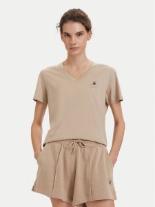 Beverly Hills Polo Club T-Shirt P-SS26W-TS516518 Beżowy Regular Fit. Brązowe t-shirty Beverly Hills Polo Club, s, bez wzorów, z bawełny, bez kołnierzyka, bez ramiączek. Za 139,99 zł.