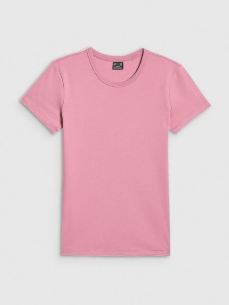 4F T-shirt slim gładki damski - różowy S. Czerwone t-shirty 4f, s, bez wzorów, z bawełny, bez kołnierzyka, bez ramiączek. Za 49,99 zł.