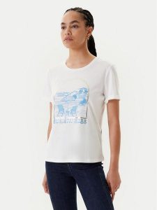 Morgan T-Shirt 251-DVIBES Biały Regular Fit. Białe t-shirty Morgan, m, bez wzorów, z bawełny, bez kołnierzyka, bez ramiączek. Za 99,99 zł.