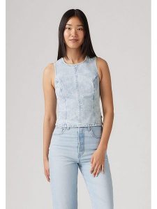 Levi's Top w kolorze błękitnym rozmiar: M. Niebieskie topy Levi's®, m, bez wzorów, z bawełny, bez kołnierzyka, bez ramiączek. Za 113,63 zł.