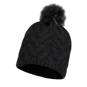 Czapka zimowa z pomponem Buff Knitted & Fleece Band Hat. Czarne czapki Buff, bez wzorów, sportowe. Za 129,99 zł.