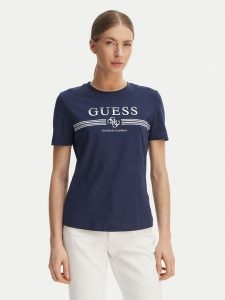Guess T-Shirt V6GI07 K2968 Czarny Regular Fit. Czarne t-shirty Guess, xs, z aplikacjami, z bawełny, bez kołnierzyka, bez ramiączek. Za 154,99 zł.