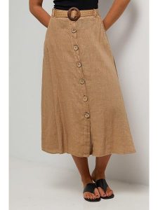 Le Monde du Lin Spódnica w kolorze jasnobrązowym rozmiar: 38/40. Brązowe spódnice Le Monde du Lin, bez wzorów, z bawełny, klasyczne, midi. Za 152,99 zł.