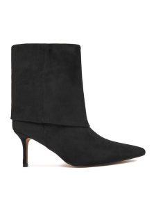 Nine West Botki CEO-JUMANAH-01 Czarny. Czarne botki Nine West, bez wzorów, z materiału, bez obcasa, na szpilce, bez zapięcia. Za 299,99 zł.