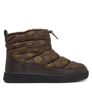 Śniegowce Guess. Brązowe buty zimowe Guess, bez obcasa, bez zapięcia. Za 494,99 zł.