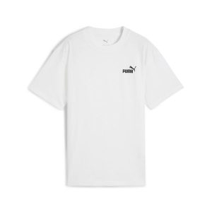 Młodzieżowa luźna koszulka ESS z małym logo No. 1 PUMA White. Biała bluzki Puma, m, bez wzorów, prążkowane, eleganckie, bez kołnierzyka, bez ramiączek. Za 79,00 zł.