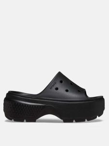 Crocs Klapki "Stomp" w kolorze czarnym rozmiar: 38/39. Czarne klapki Crocs, bez wzorów, z otwartym noskiem, bez obcasa, na platformie. Za 105,63 zł.