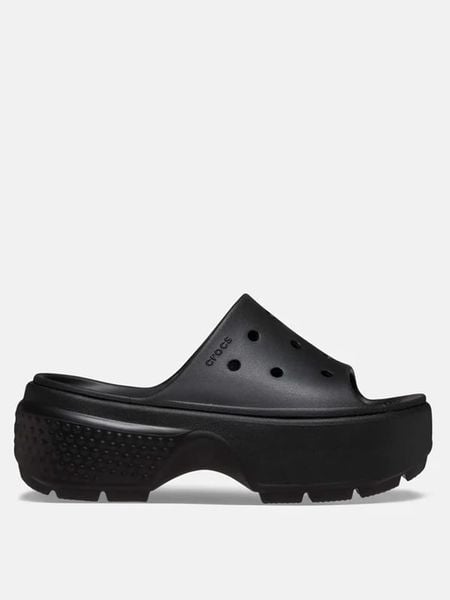 Crocs Klapki "Stomp" w kolorze czarnym rozmiar: 42/43. Czarne klapki Crocs, bez wzorów, z otwartym noskiem, bez obcasa, na platformie. Za 100,52 zł.