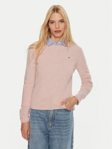 Tommy Hilfiger Sweter WW0WW44161 Różowy Regular Fit. Czerwone swetry klasyczne TOMMY HILFIGER, l, z wełny, bez kołnierzyka. Za 389,99 zł.