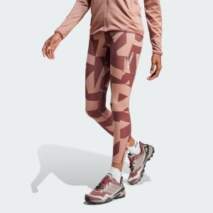 Legginsy Terrex Multi Printed. Brązowe legginsy ADIDAS, bez wzorów, z materiału. W wyprzedaży za 244,30 zł.