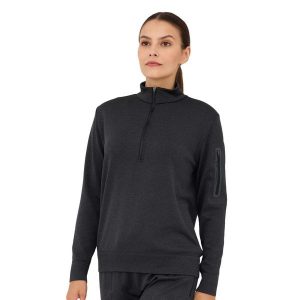 Bluza damska wełniana z krótkim ekspresem Brubeck OUTDOOR MERINO. Szare bluzy Brubeck, m, bez wzorów, z elastanu, bez kaptura. Za 299,00 zł.