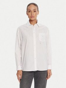 Liu Jo Koszula UF5240 T039A Biały Regular Fit. Białe koszule Liu Jo, bez wzorów, z bawełny, bez kołnierzyka, bez ramiączek. Za 479,99 zł.