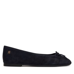 Baleriny Tommy Hilfiger. Niebieskie balerinki TOMMY HILFIGER, bez wzorów, bez obcasa, bez zapięcia. Za 409,99 zł.