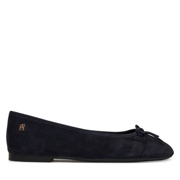 Baleriny Tommy Hilfiger. Niebieskie balerinki TOMMY HILFIGER, bez wzorów, bez obcasa, bez zapięcia. Za 409,99 zł.