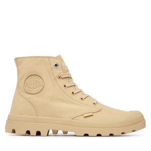 Trapery Palladium. Brązowe buty zimowe Palladium, bez obcasa, bez zapięcia. Za 349,99 zł.