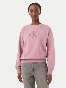 Calvin Klein Jeans Bluza Monologo LV047B234G Różowy ciemny Regular Fit. Czerwone bluzy Calvin Klein Jeans, s, bez wzorów, z bawełny, bez kaptura. Za 369,99 zł.
