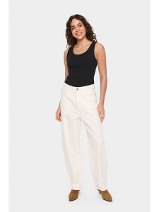 SAINT TROPEZ Top "Aster" w kolorze czarnym rozmiar: XL. Czarne topy Saint Tropez, xl, bez wzorów, z bawełny, bez kołnierzyka, bez ramiączek. Za 78,84 zł.