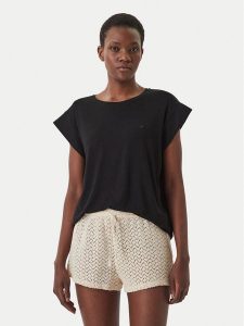 Emporio Armani T-Shirt EW003407 AF20240 UC001 Czarny Regular Fit. Czarne t-shirty Emporio Armani, xs, bez wzorów, z wiskozy, bez kołnierzyka, bez ramiączek. Za 299,99 zł.