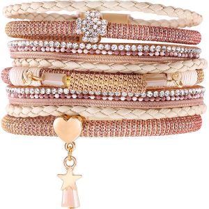 MENTHE À L'O Bransoletka z kryształami rozmiar: onesize. Różowe bransoletki MENTHE À L'O, z kryształem, złote. Za 156,98 zł.