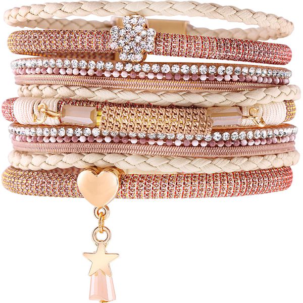 MENTHE À L'O Bransoletka z kryształami rozmiar: onesize. Różowe bransoletki MENTHE À L'O, z kryształem, złote. Za 156,98 zł.