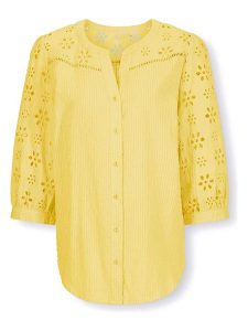 Heine Bluzka w kolorze żółtym rozmiar: 48. Żółte bluzki Heine, bez wzorów, z bawełny, bez kołnierzyka, bez ramiączek. Za 96,95 zł.