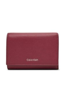 Calvin Klein Portfel Foil Logo Trifold W/ Zip Pocket LV04F1117G Różowy. Czerwone portfele Calvin Klein, bez wzorów, ze skóry. Za 249,99 zł.