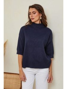So Cachemire Sweter "Mahouca" w kolorze granatowym rozmiar: XL. Niebieskie swetry oversize So Cachemire, xl, bez wzorów, z kaszmiru, bez ramiączek. Za 194,15 zł.