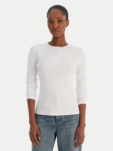 Calvin Klein Jeans Bluzka LV047E201G Biały Regular Fit. Białe bluzki Calvin Klein Jeans, l, bez wzorów, z bawełny, bez kołnierzyka, bez ramiączek. Za 289,99 zł.