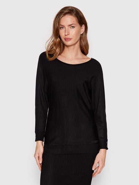 Guess Sweter Adele W2YR34 Z2V62 Czarny Regular Fit. Czarne swetry klasyczne Guess, l, z wiskozy, bez kołnierzyka. Za 189,99 zł.