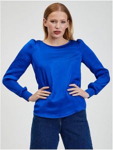 Orsay Bluzka w kolorze niebieskim rozmiar: XS. Niebieskie bluzki Orsay, xs, bez wzorów, bez kołnierzyka, bez ramiączek. Za 30,71 zł.