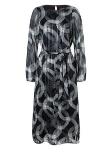 More & More Sukienka w kolorze szaro-czarnym rozmiar: 34. Czarne sukienki More & More, bez wzorów, z tkaniny, bez kołnierzyka, bez ramiączek, midi, rozkloszowane. Za 139,54 zł.