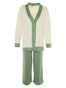 Trendyol 2-częściowy zestaw w kolorze kremowo-zielonym rozmiar: M. Brązowe kardigany Trendyol. Za 108,99 zł.