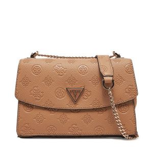 Torebka Guess. Brązowe listonoszki Guess, z aplikacjami, bez dodatków. Za 569,99 zł.
