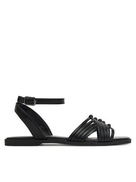 Clara Barson Sandały WS24006-01 Czarny. Czarne sandały Clara Barson, bez wzorów, z materiału, bez obcasa, na płaskiej podeszwie, bez zapięcia. Za 99,99 zł.