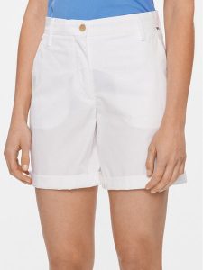 Tommy Hilfiger Szorty materiałowe WW0WW41769 Biały Regular Fit. Białe szorty TOMMY HILFIGER, bez wzorów, z bawełny. Za 329,99 zł.