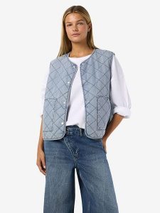 Noisy may Kamizelka pikowana "Cleo" w kolorze błękitnym rozmiar: L. Niebieskie kamizelki Noisy may, l, bez wzorów, z bawełny, bez kołnierzyka, bez ramiączek, bez kaptura. Za 118,84 zł.