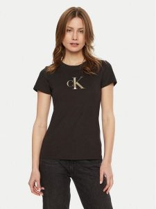 Calvin Klein Jeans T-Shirt Gradient J20J224982 Czarny Slim Fit. Czarne t-shirty Calvin Klein Jeans, xs, bez wzorów, z bawełny, bez kołnierzyka, bez ramiączek. Za 89,99 zł.