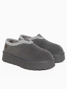 Gooce Skórzane botki zimowe "Wael" w kolorze szarym rozmiar: 41. Szare botki Gooce, na zimę, bez wzorów, z wełny, bez obcasa, na platformie, bez zapięcia. Za 173,99 zł.