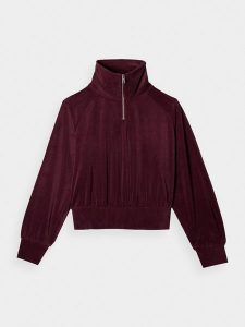 4F Bluza dresowa z weluru nierozpinana bez kaptura damska - czerwona S. Czerwone bluzy 4f, s, bez wzorów, z dresówki, bez kaptura. W wyprzedaży za 69,99 zł.