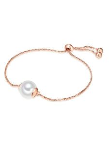 Lulu & Jane Pozłacana bransoletka z perłą rozmiar: onesize. Białe bransoletki Lulu & Jane, z perłą, metalowe. Za 43,99 zł.