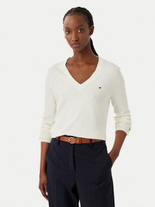 Tommy Hilfiger Sweter WW0WW40098 Kremowy Regular Fit. Białe swetry klasyczne TOMMY HILFIGER, m, z bawełny, bez kołnierzyka. Za 409,99 zł.