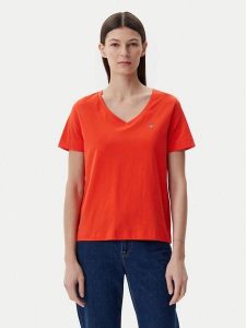 Gant T-Shirt Shield 4200750 Pomarańczowy Regular Fit. Brązowe t-shirty GANT, s, bez wzorów, z bawełny, bez kołnierzyka, bez ramiączek. Za 119,99 zł.