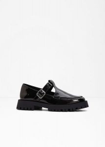 Półbuty loafersy chunky. Czarne czółenka bonprix, bez wzorów, bez obcasa, bez zapięcia. Za 122,99 zł.