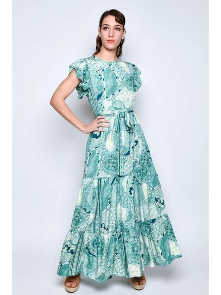 Tarifa Sukienka w kolorze turkusowo-kremowym rozmiar: S. Białe sukienki Tarifa, s, bez wzorów, bez kołnierzyka, bez ramiączek, maxi. Za 91,77 zł.