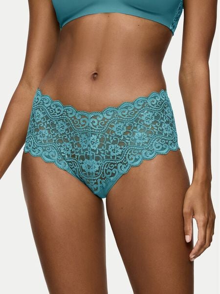 Triumph Figi klasyczne z wysokim stanem Amourette 10210675 Turkusowy. Niebieskie figi Triumph, bez wzorów, z syntetyku. Za 89,99 zł.