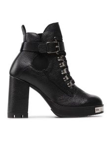 Rage Age Trzewiki RA-16-06-000406 Czarny. Czarne botki Rage Age, bez wzorów, ze skóry, bez obcasa, na słupku, bez zapięcia. Za 489,99 zł.