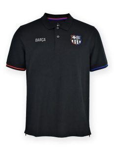 Koszula Barcelona 25/26 z kołnierzykiem w kolorze czarnym. Czarne koszule FC BARCELONA, l, bez wzorów, z bawełny, bez kołnierzyka, bez ramiączek. Za 198,46 zł.
