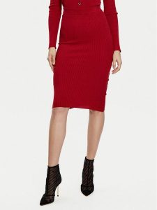 Guess Spódnica midi W5RD15 Z2V62 Czerwony Slim Fit. Czerwone spódnice Guess, l, z aplikacjami, z syntetyku, midi. Za 229,99 zł.
